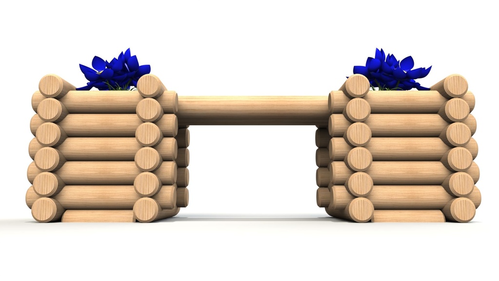 Timber Bench with Planters