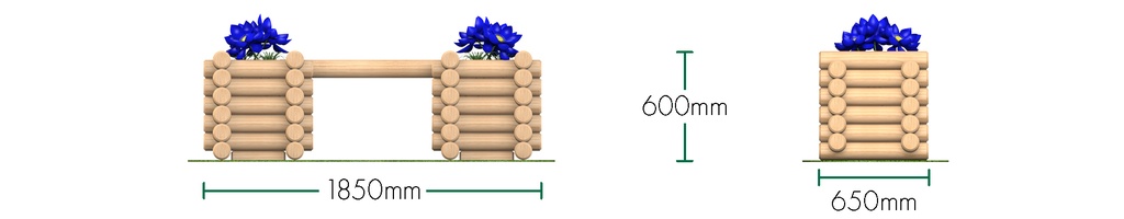 Timber Bench with Planters