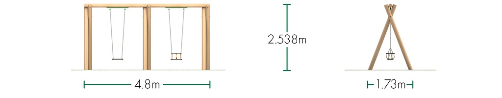 Timber Swing - Flat Seat & Cradle configurations