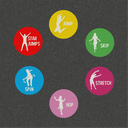 Get Active Package B Solid fitness activity circles 1-6