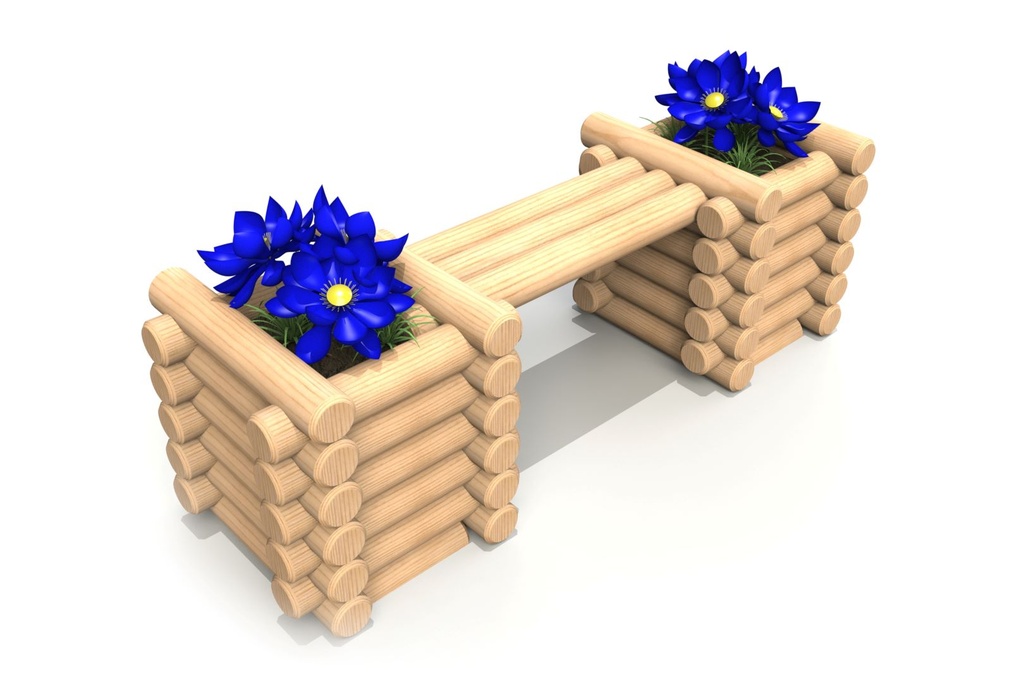 Timber Bench with Planters