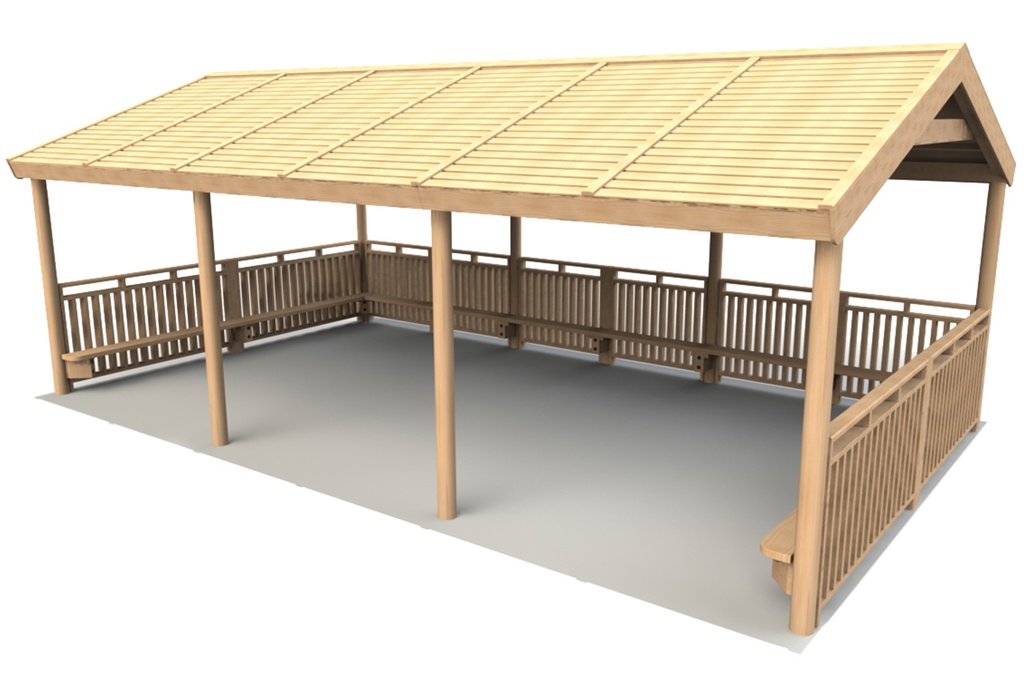 4.8 x 4.4m Shelter (copy) (Shelter, 3x sides with seats)