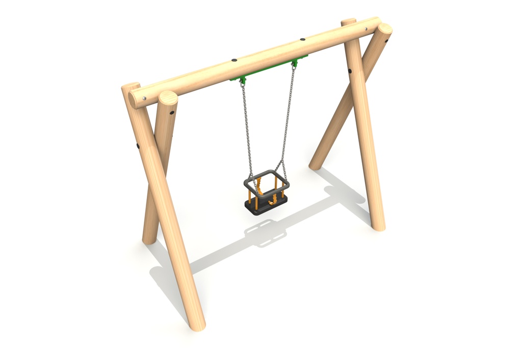 Cradle Timber Swing (2m) (various configurations) (UK Pine, 1 Cradle Seat)