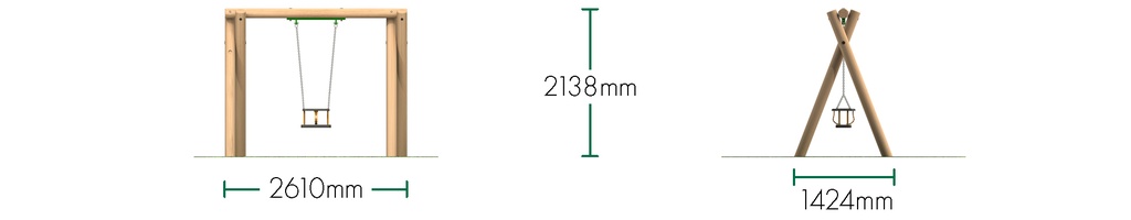 Cradle Timber Swing (2m) (various configurations)