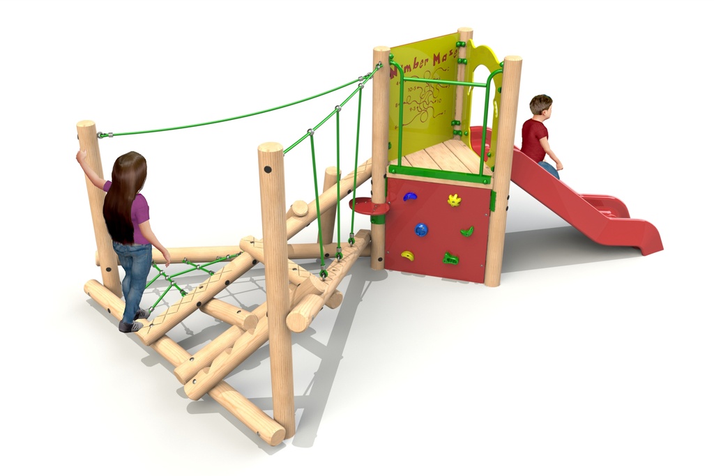 Timber Clamber Stack Midi with Deck & Plastic Slide