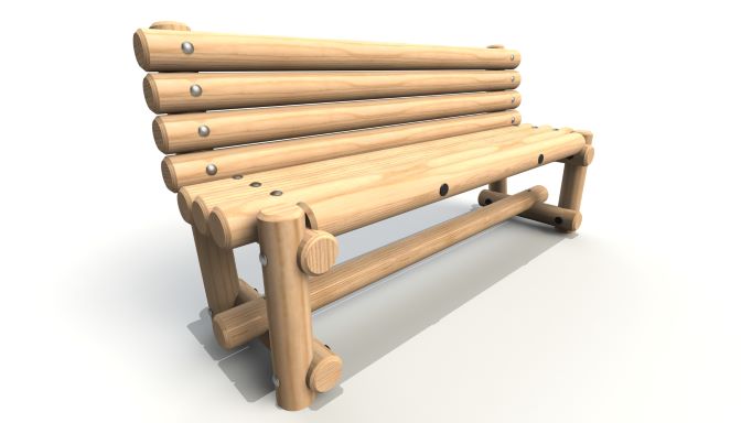 Log Bench with Backrest